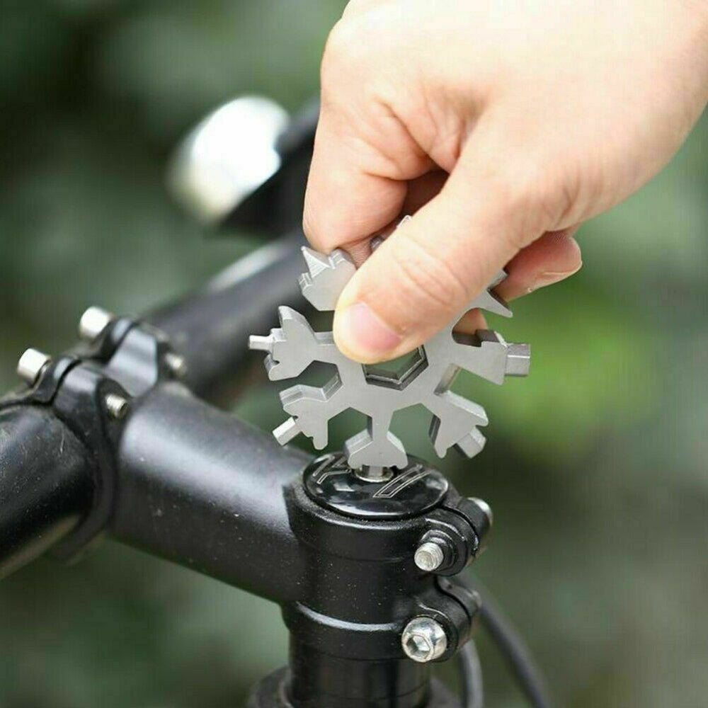 18 in 1 Multi-tool Snowflake Bottle Opener Stainless Keychain Wrench Screwdriver Silver