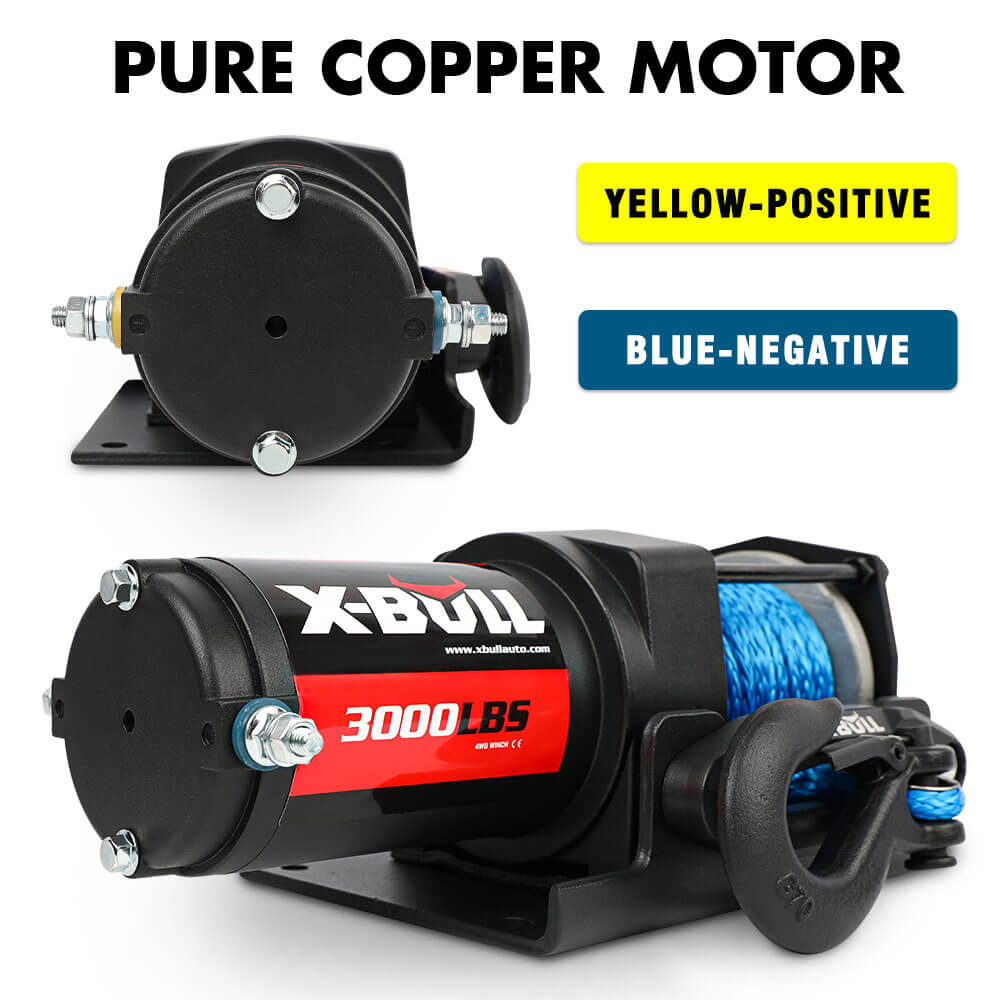 X-BULL 12V Electric Winch 3000LB ATV Winch Boat Trailer Winch Synthetic Rope